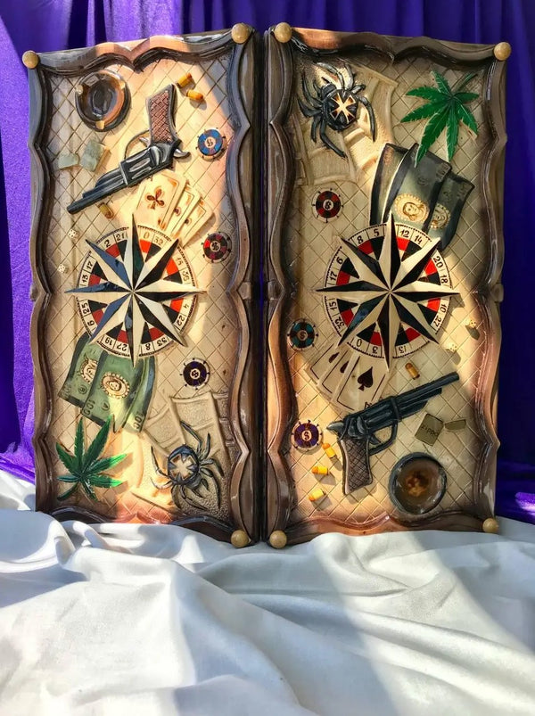 Backgammon Sets - Wooden Backgammon "Rose of the Winds" 60×30 cm