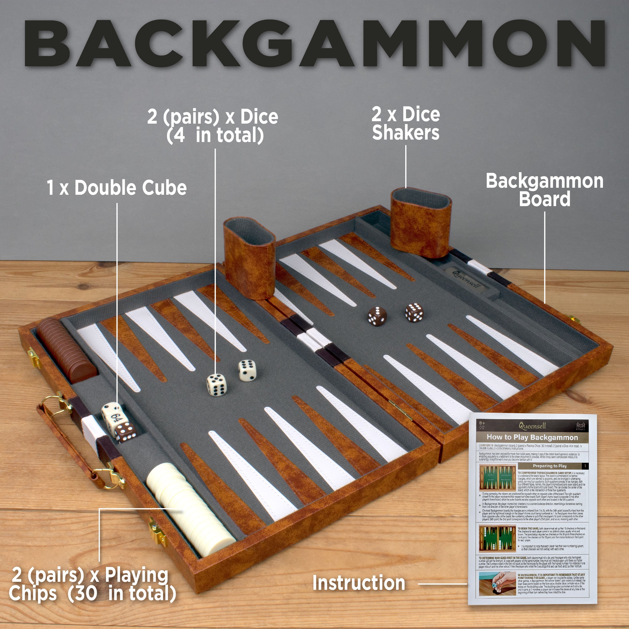 Pack of 5 - Backgammon Board Game