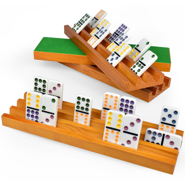 Domino Holders - Wooden Domino Racks Set of 4
