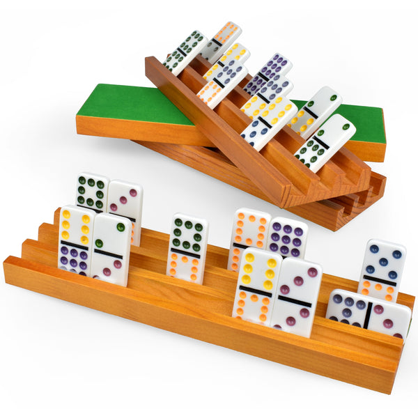 Pack of 10 - Domino Holders - Wooden Domino Racks Set of 4