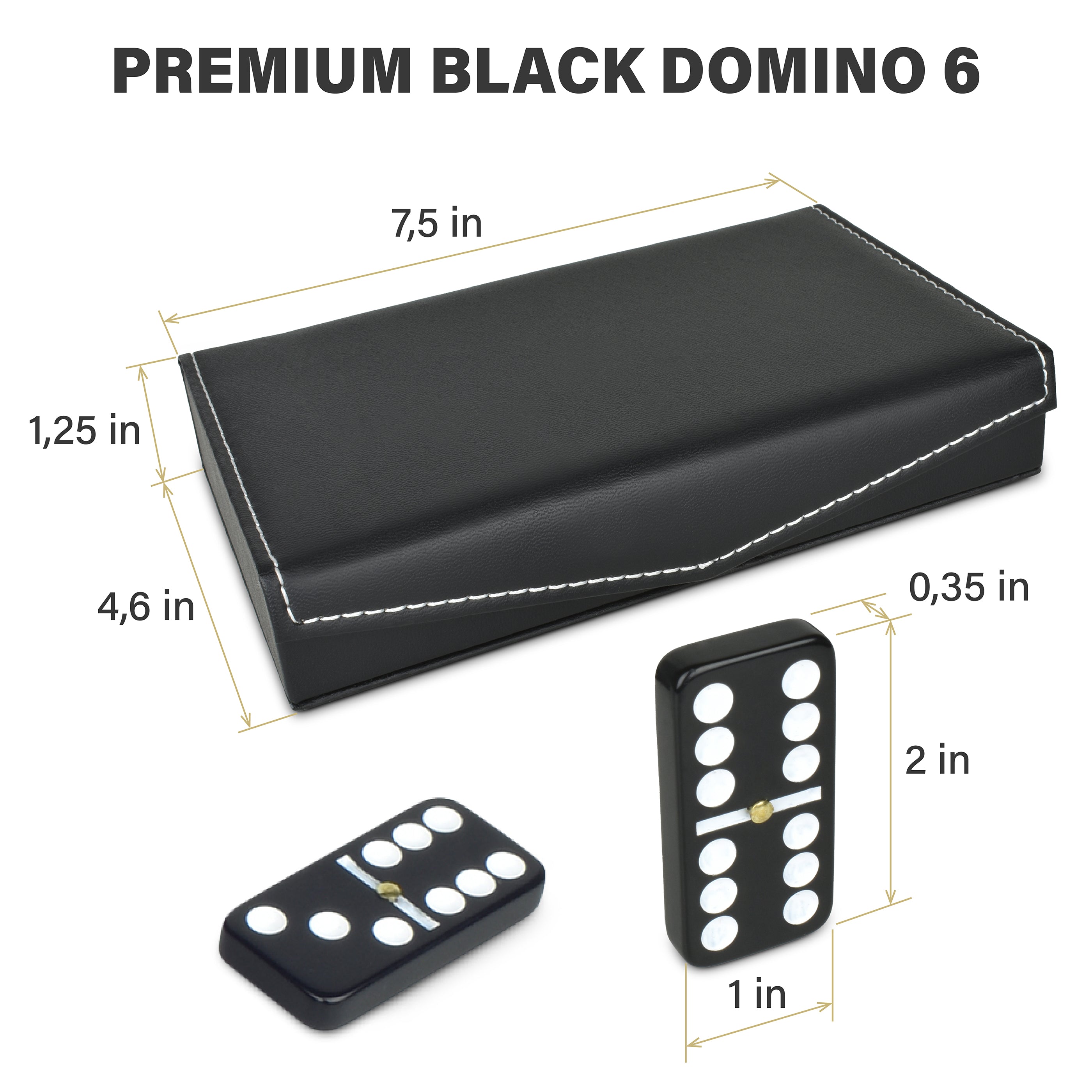 Pack of 5 - Dominoes Set for Adults - Double Six Set 28 Tiles with Bla
