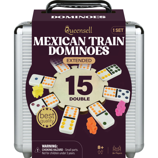 Mexican Train Dominoes Set Double 15, Dominoes Set for Adults