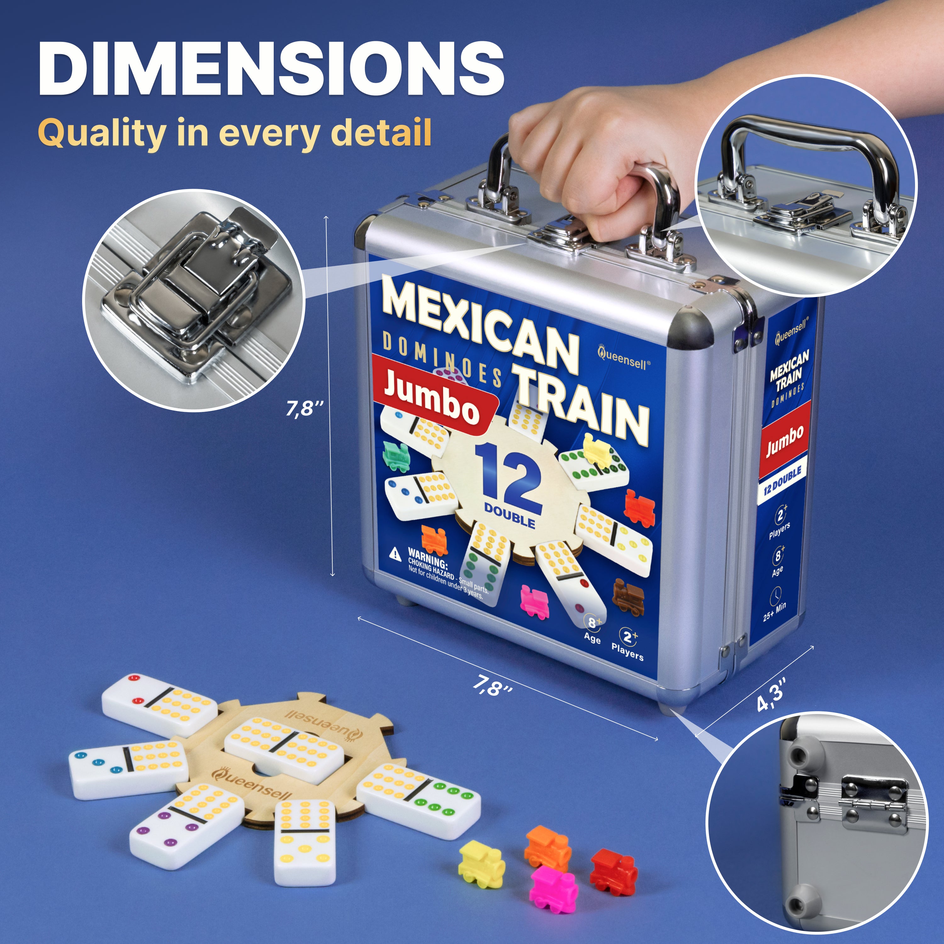 Mexican Train Dominoes Set Double 12 – Jumbo Dominoes Set for Adults a