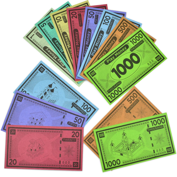 Play Money 480 pcs of 60 Each Bill Denomination – Double Sides Printing Paper Money